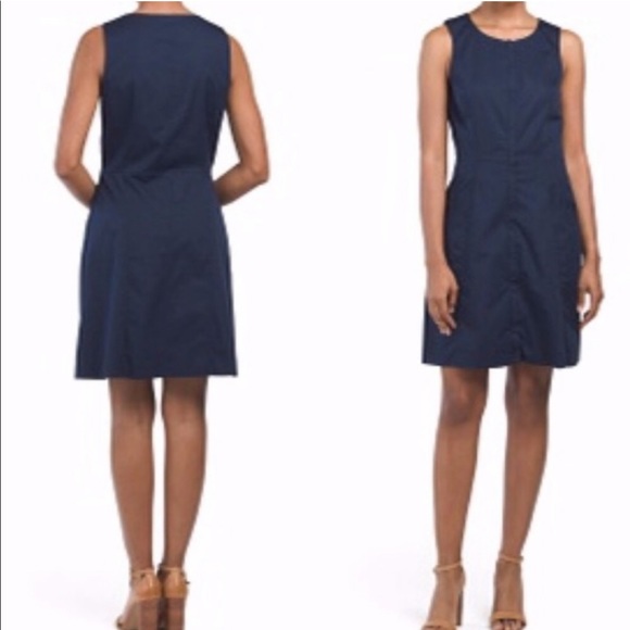 Theory Navy Front Zipper Dress 6 - Picture 2 of 8